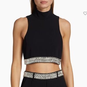 NWOT Cinq à Sept Stacked Jewelry Collins Embellished Sleeveless Crop Top